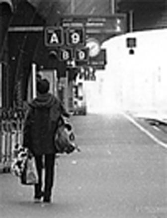 Die Reisekoffer am Bahnhof, Detail